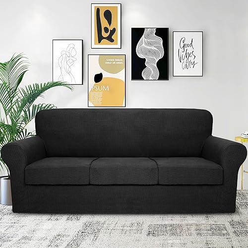 Miniatura 8 de ZNSAYOTX Fundas superelásticas para sofá biplaza de 3 piezas, fundas de sofá a rayas para sofá de 2 cojines, protector de muebles suave, lavable,