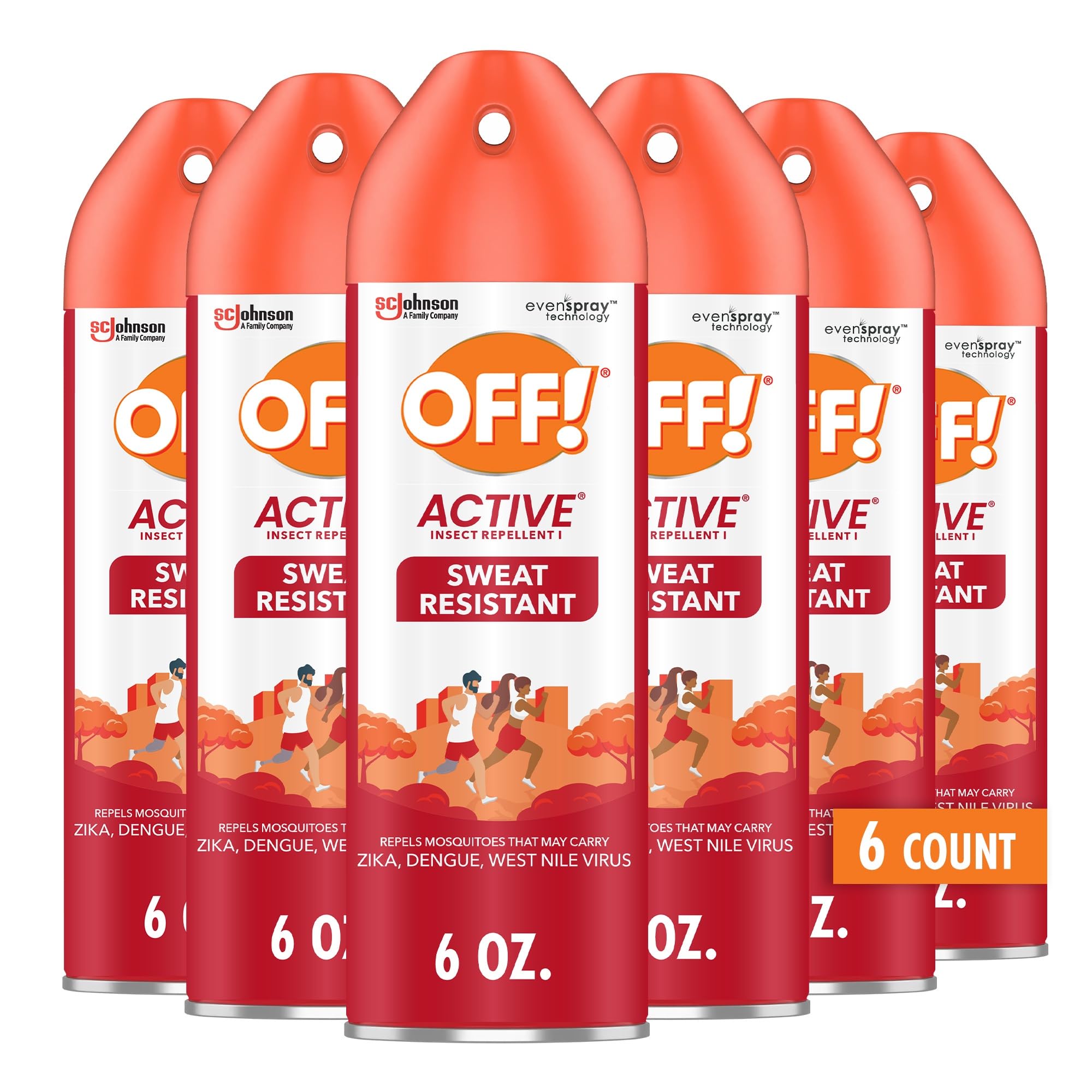 Active Insect Repellent Sweat Resistant Long Lasting Protection Repels Mosquitoes 6 Ounce (Pack of 6)