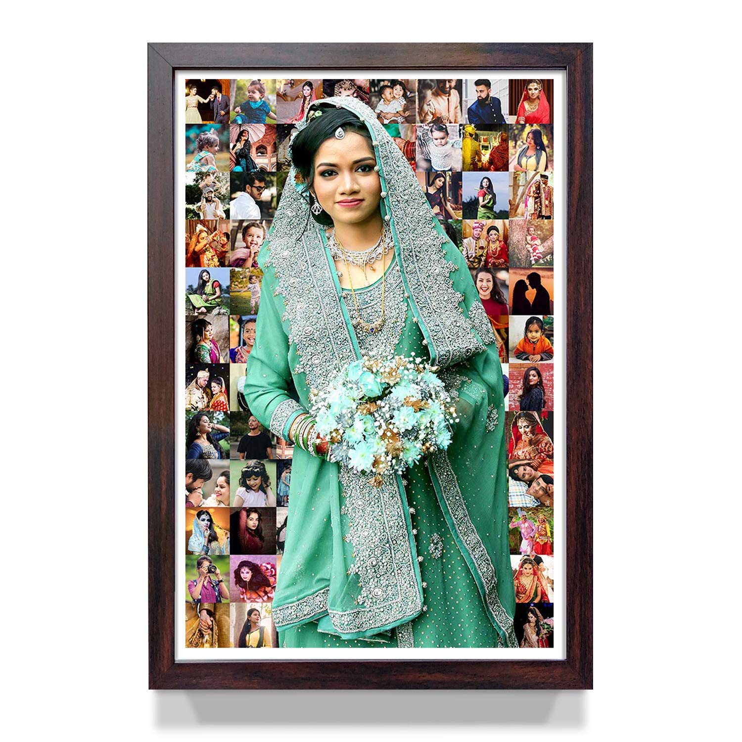 WhatsYourPrint® Personalised Mosaic 3D Photo Frame (Size 13X19 Inches, 45 to 96 Photos Collage Brown Frame) (B081N35RWW) Amazon Price History, Amazon Price Tracker