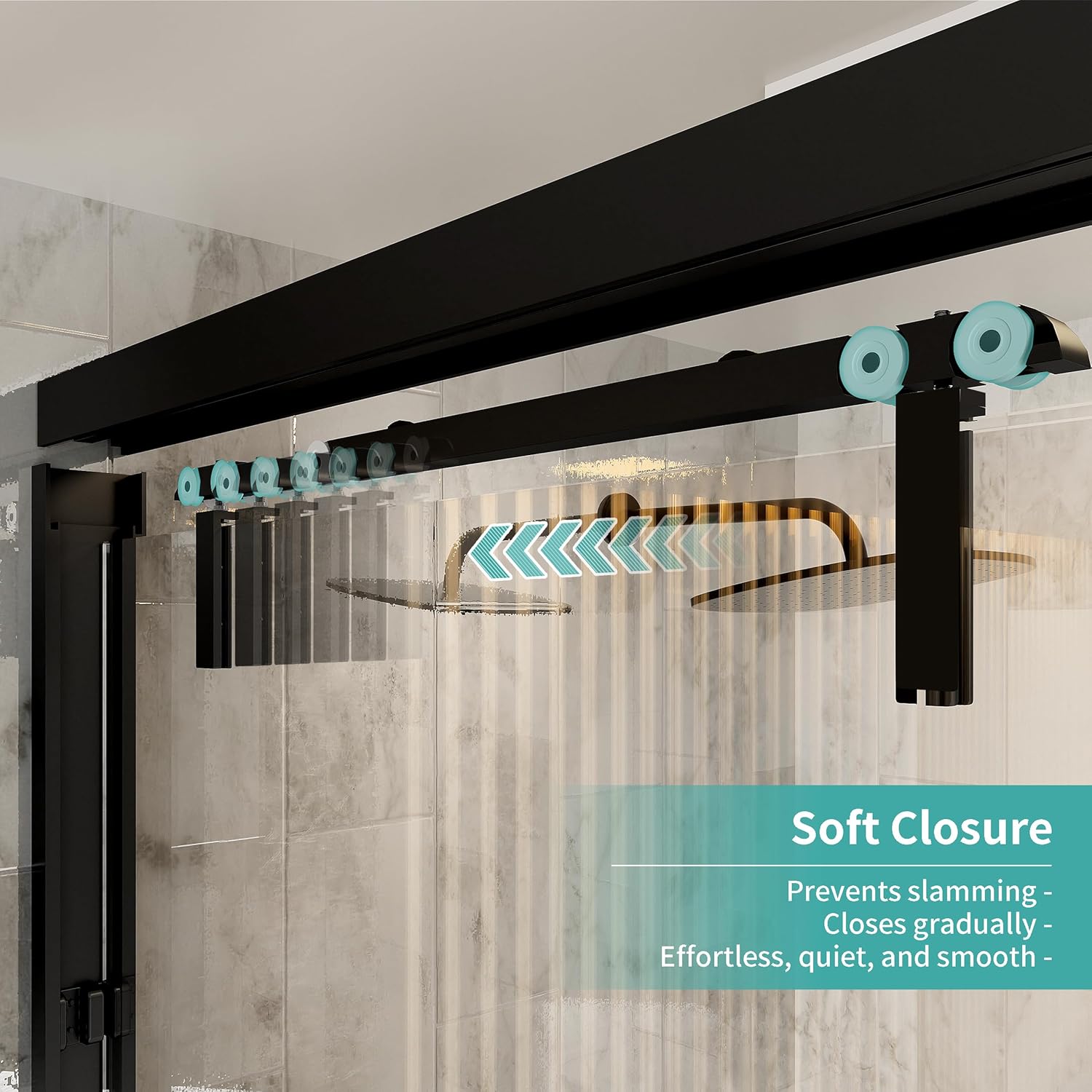 62-66 in. W x 76 in. H Semi-Frameless Double Sliding Shower Door, 2 Bypass Glass Shower Door, with 5/16" (8mm) SGCC Tempered Glass, Matte Black