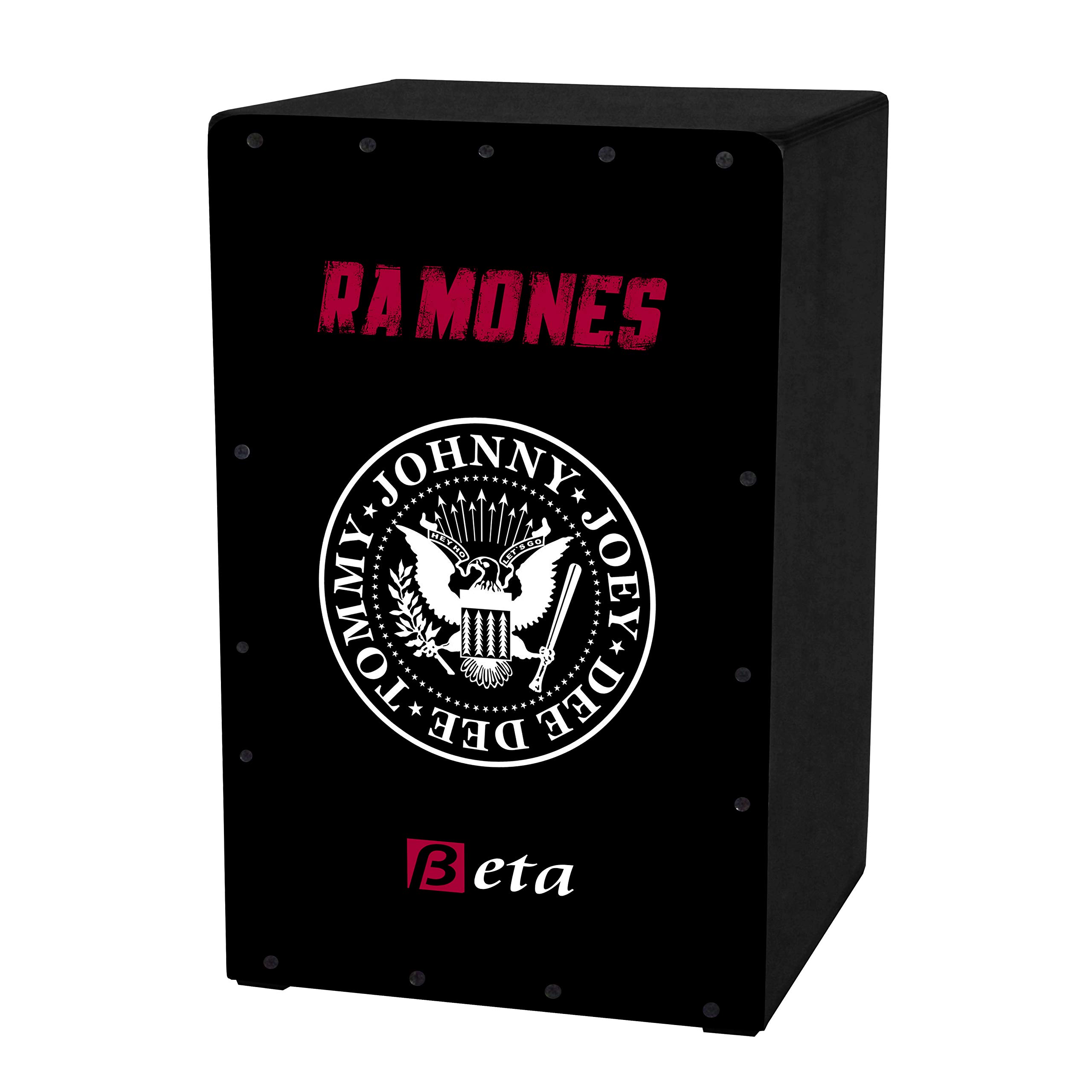 Cajón flamenco Beta mod. Ramones negro | Caja musical rumbera de percusión en DM lacado. Tamaño: 48.5 x 29 x 29 cm