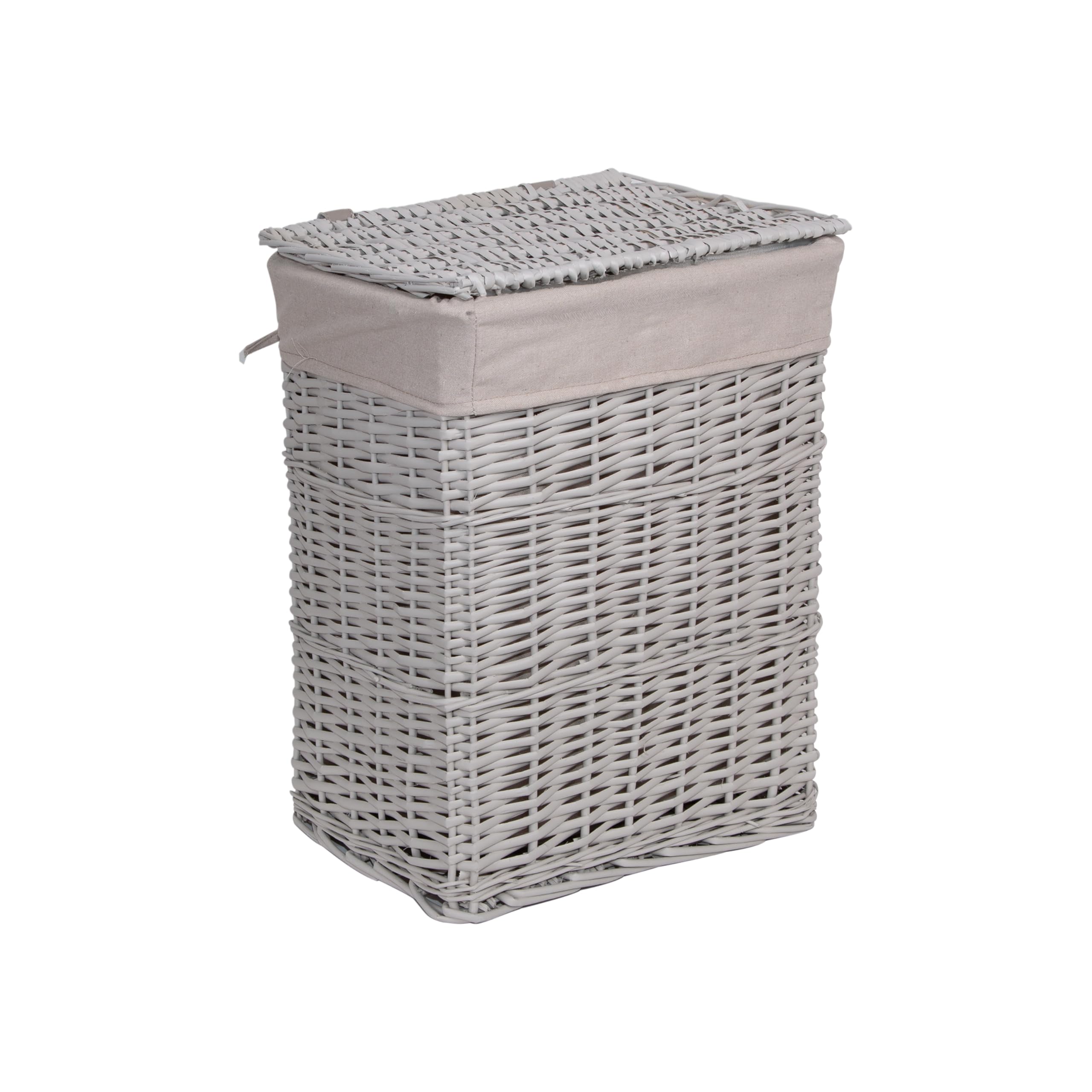 Wickerfield Grey Paint Laundry Wicker Basket Cotton Lining With Lid (, Large)