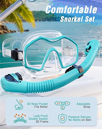 Miniatura 2 de Skarif Equipo de esnórquel para adultos, máscara de esnórquel para adultos, juego de esnórquel con vista panorámica de 180, máscara de buceo