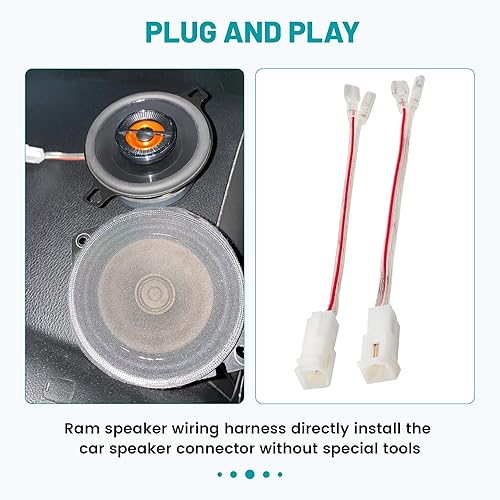 Miniatura 2 de NuIth Arnés de altavoz de tweeters para tablero delantero para Dodge 2005-2022, Jeep/Chrysler Aftermarket Dash Tweeters Audio Cable Conector Plug, 2