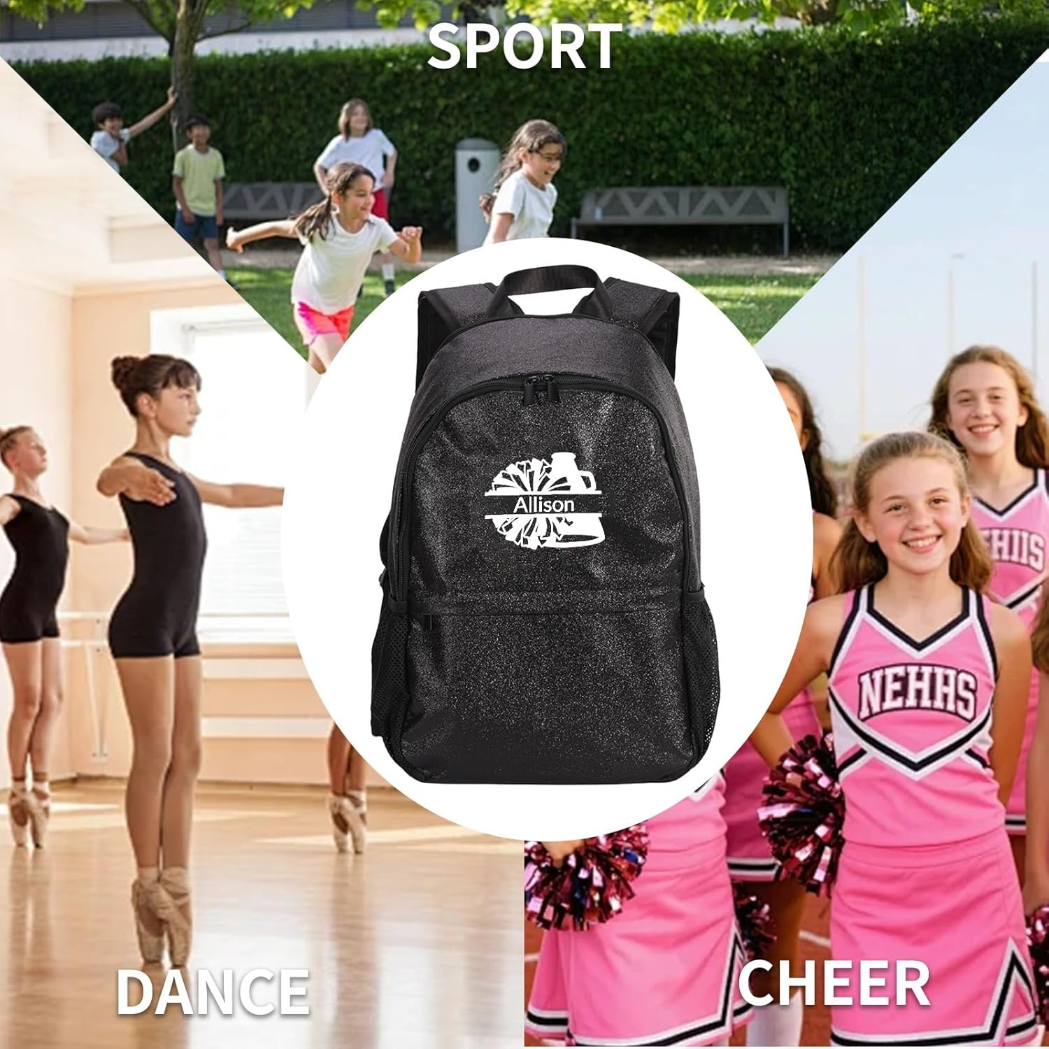 Custom Cheer Bag with Embroidery - Personalized Name Cheerleading Glitter Backpack Sparkle Cheerleader Bags for Cheer Team Gift - Image 7