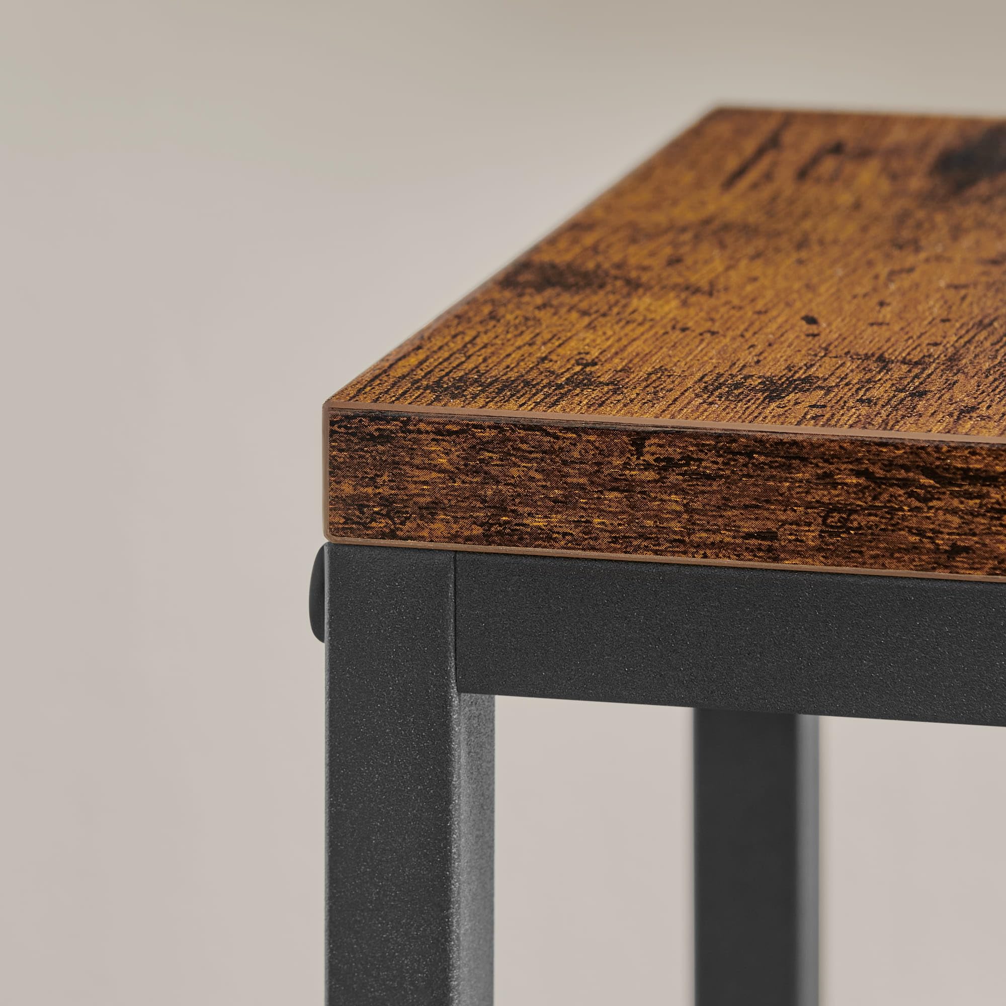 Étagère à pot de fleurs à 4 niveaux rustique avec pieds noirs – Idéal pour le salon, la chambre à coucher, le couloir ou le bureau Support de plantes de style loft avec cadre en acier pour plus de