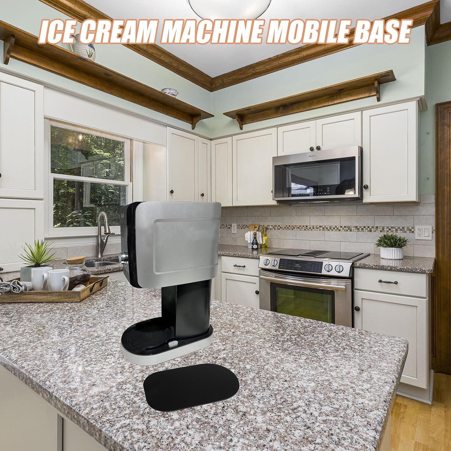 Cabilock Kitchen Mixer Slider Mat Moving Base Tray for Stand Mixer, Non-slip Black Countertop Mover Pad for Home Baking and Appliance Accessories