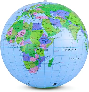 NUOBESTY Inflatable Globe Beach Ball, 11.8-Inch PVC World Map Ball