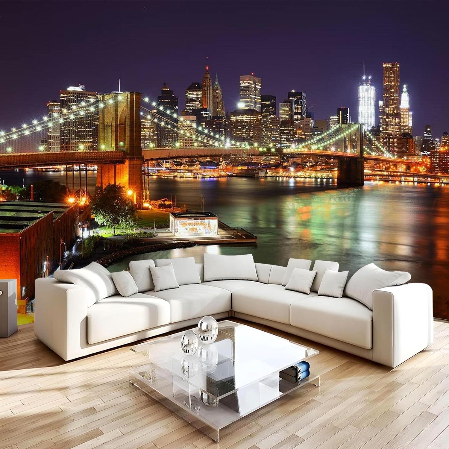 Pont de Brooklyn papier peint 150 x 107 cm déco murale 3D salon et chambre
