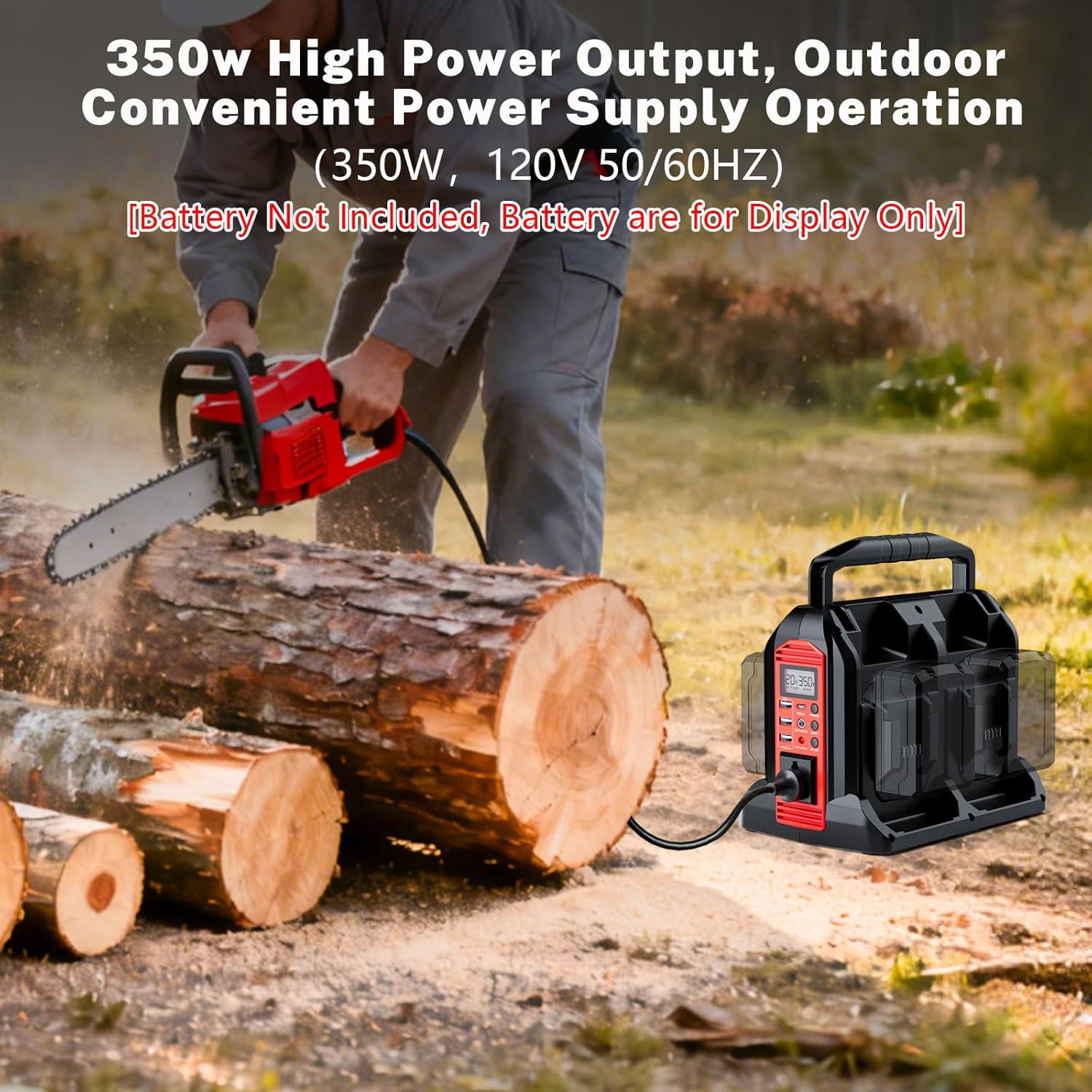 Power Inverter 4-Port for Milwaukee M18 18V Battery, 350W Power Supply Inverter Pure Sine Wave, Converter DC 18V to AC 120V for Outdoor & Emergency Power Supply [ Battery Not Included ]