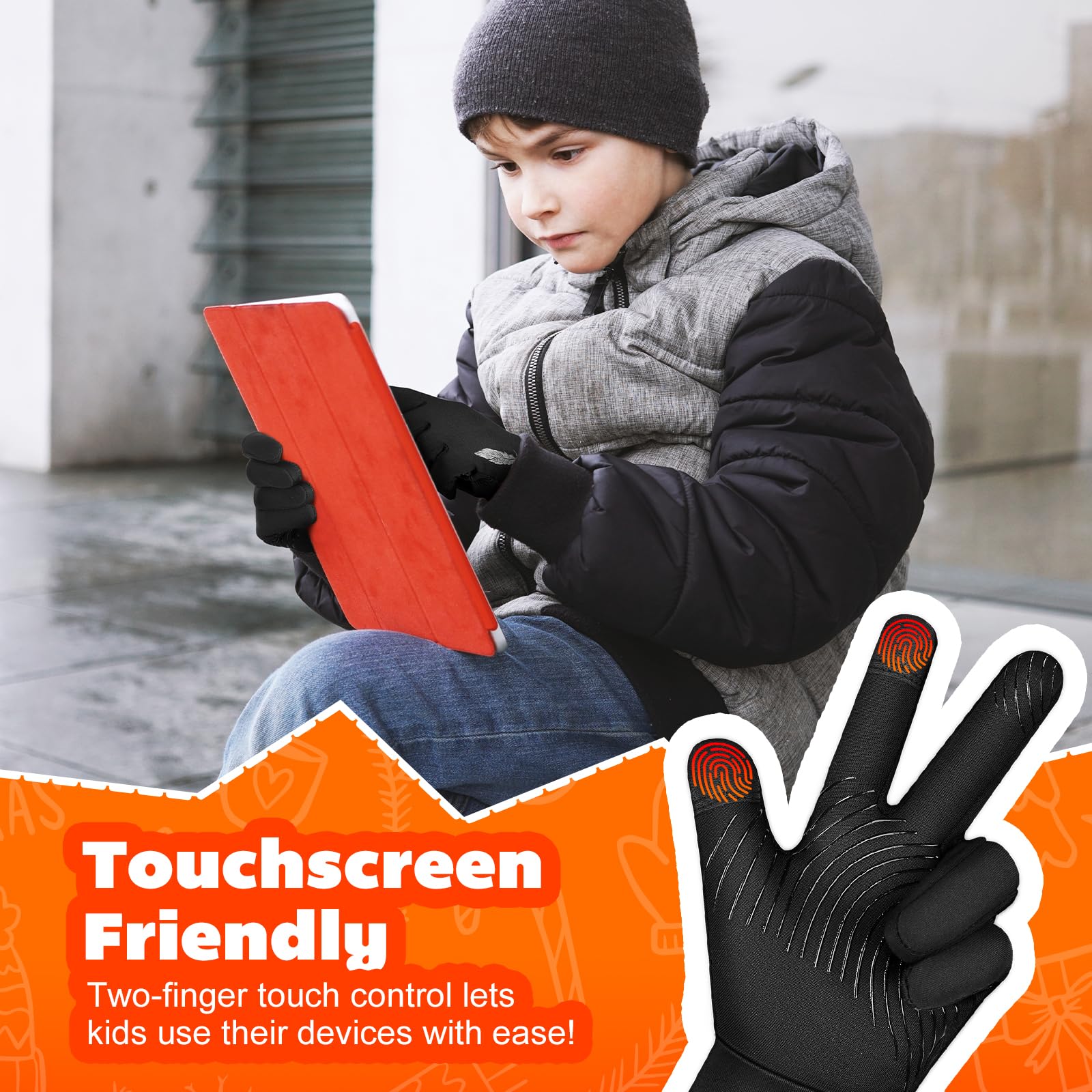 Guanti Invernali Bambini Touchscreen - Antiscivolo E Antivento Per Sport Invernali 4-12 Anni
