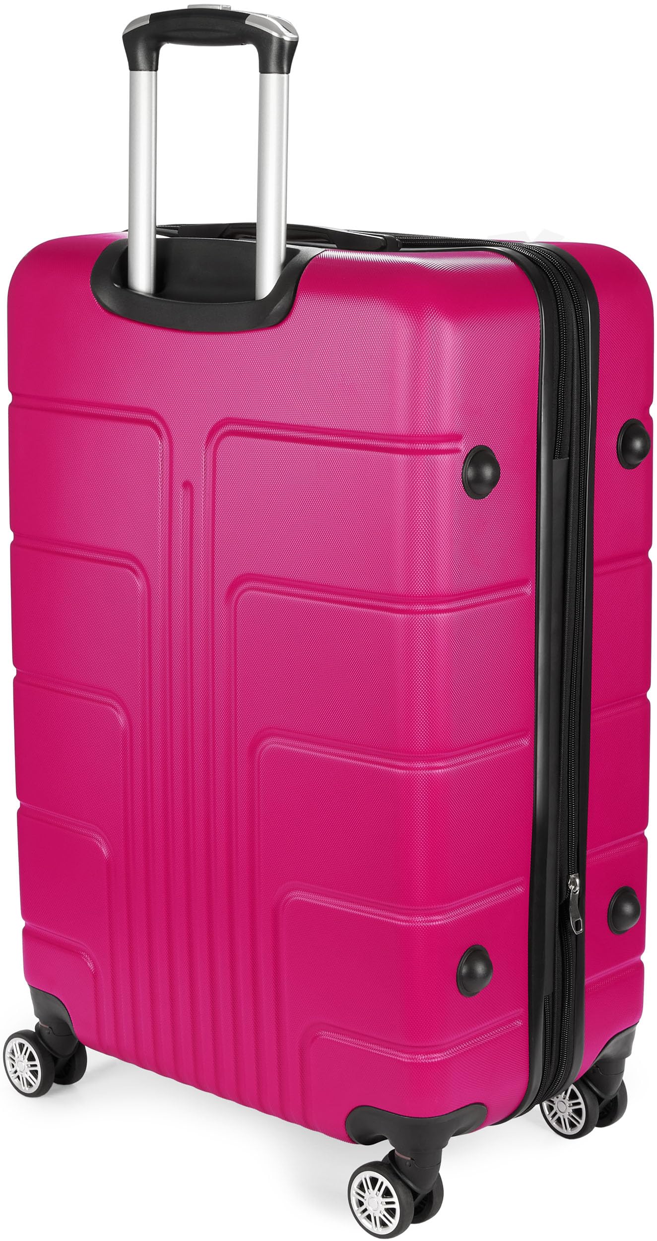 BRUBAKER Reisekoffer Miami - Erweiterbarer Hartschalen Rollkoffer mit Zahlenschloss, 4 Rollen und Komfort Tragegriffen - ABS Koffer 49 x 76,5 x 32 cm - Hartschalenkoffer (XL - Pink)