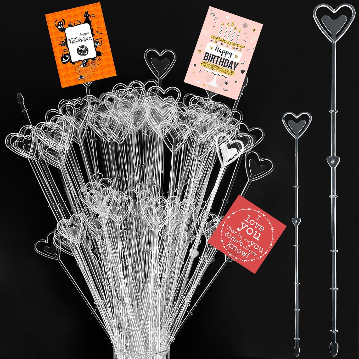 Aemygo 320 Pcs Floral Picks Plastic Card Holder, 2 Sizes