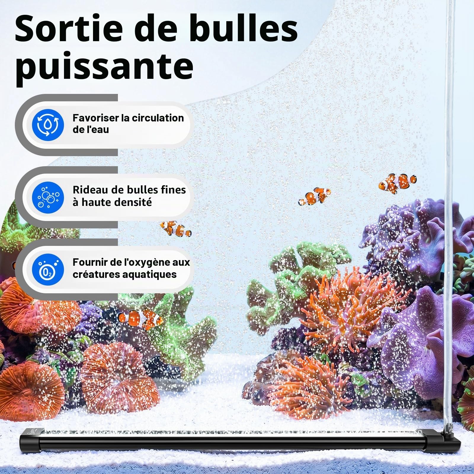 hygger Diffuseur Air Aquarium pour Aquarium avec Accessoires, Décoration à Haute Diffusion d'oxygène pour Aquariums d'eau Douce et d'eau de mer (15,7 Pouces, 1 pièce)