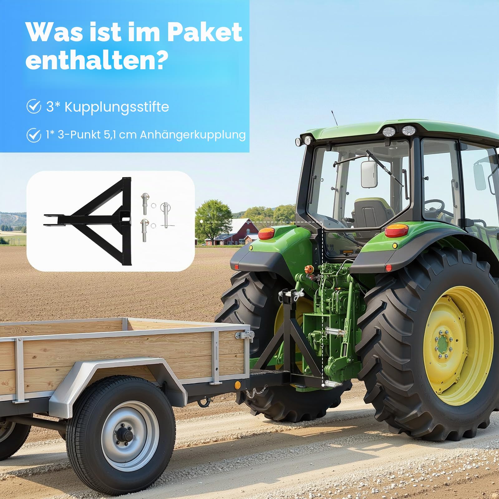 MINRS Dreipunkt-Anhängerkupplung Euroaufnahme für Traktoren und Anhänger