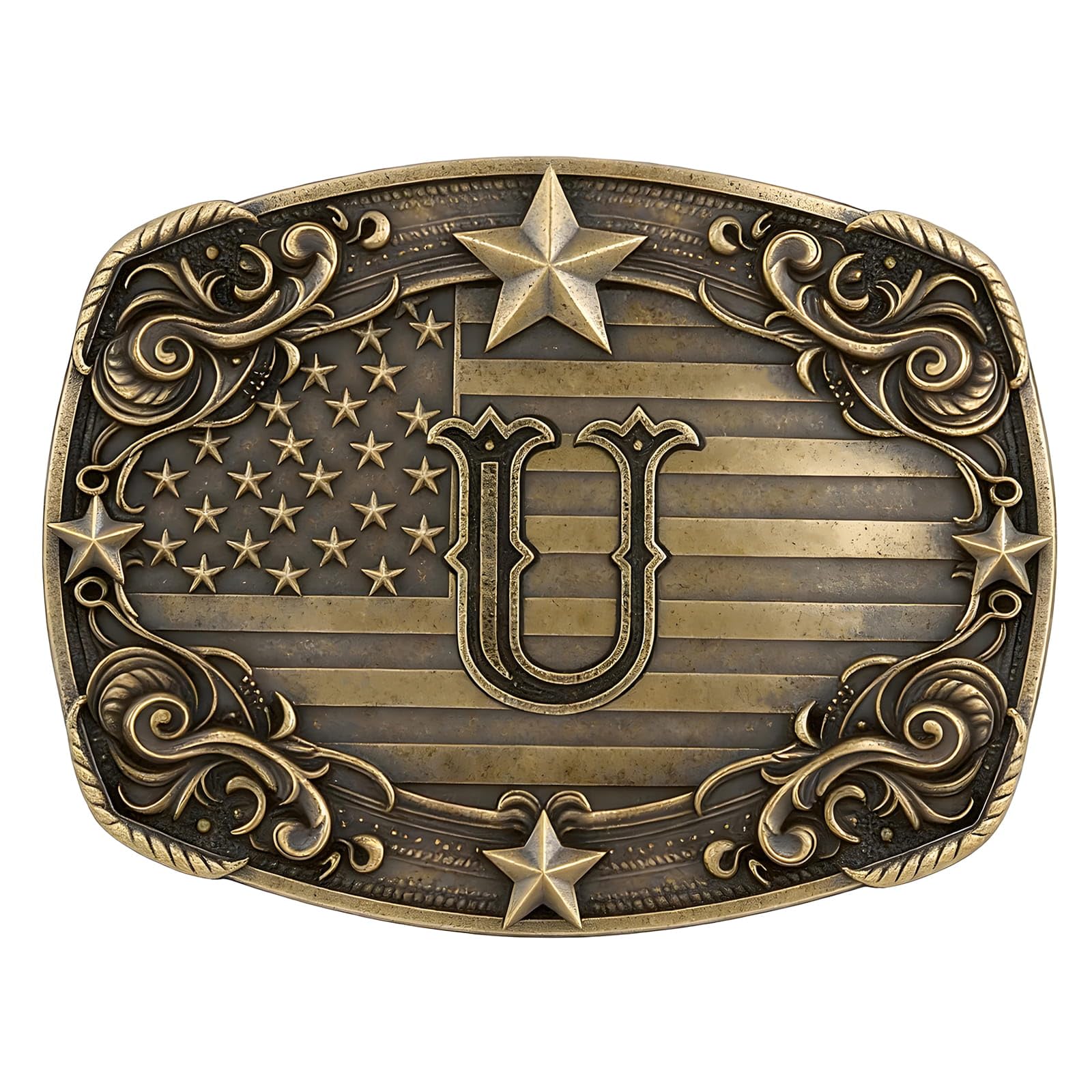 Western Cowboy Vintage Rodeo A-Z Initial Letter Belt Buckle Men