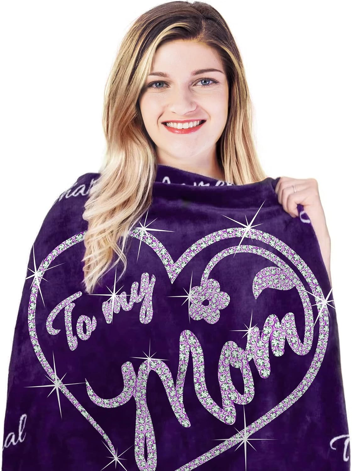 Personlaized Fleece Throws Blankets Gift for Mom, Christmas Birthday Gift for Mom, Gifts for Mom from Daughter Son, Mother's Day Anniversary Wedding Gifts for Mom