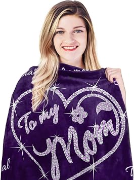 Personlaized Fleece Throws Blankets Gift for Mom, Christmas Birthday Gift for Mom, Gifts for Mom from Daughter Son, Mothers Day Anniversary Wedding Gifts for Mom