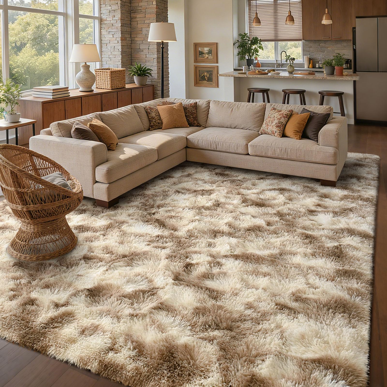 8x10 Ft Extra Large Shag Rugs for Living Room, Tie Dyed Ultra Soft Fluffy Furry Area Rugs for Bedroom Indoor Floor, Aesthetic Carpet for Kids Home