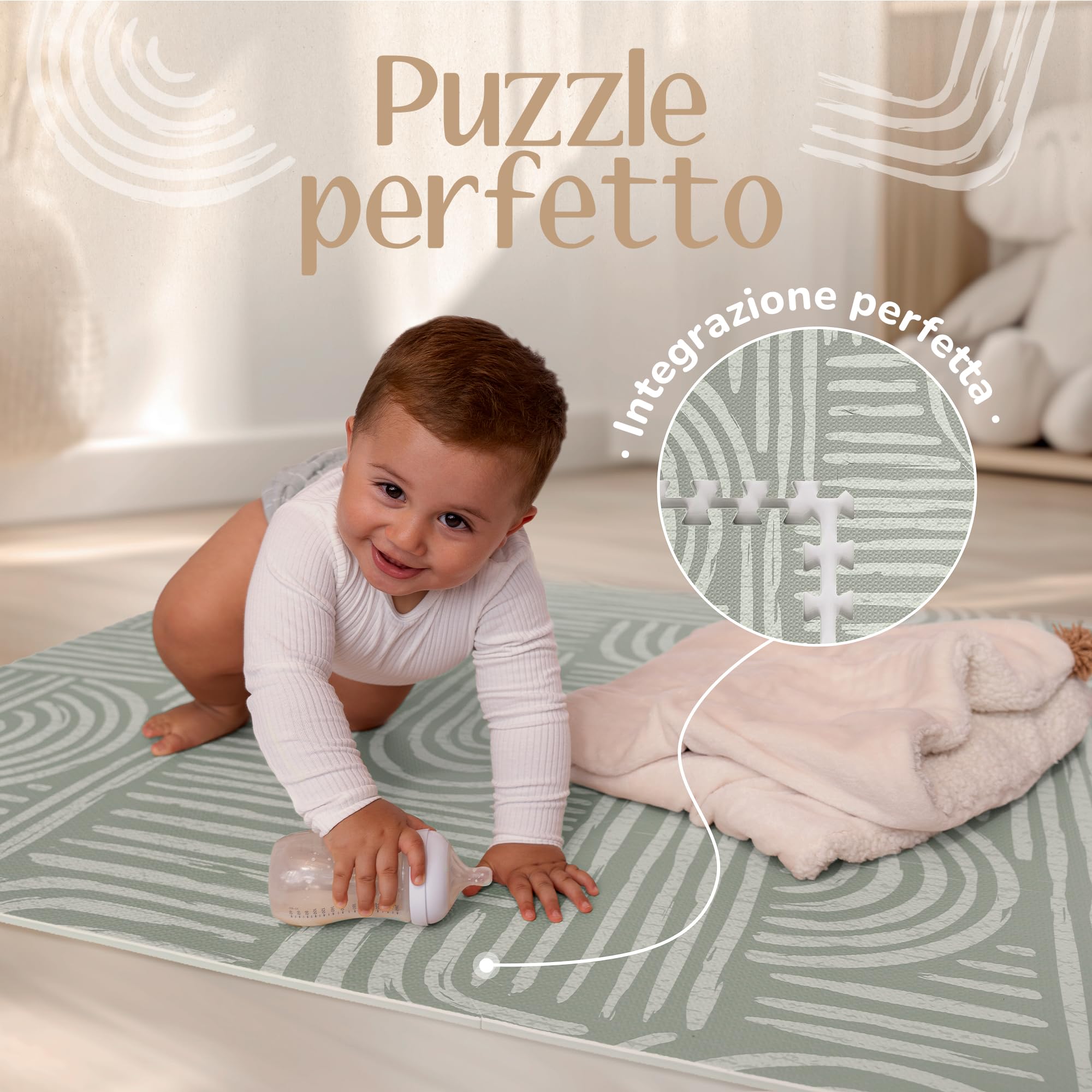 Tappeto Gioco Bambini 170x122 cm – Tappeto Neonato Gattonamento in Schiuma EVA, Antiscivolo e Facile da Pulire, Design Elegante per Ogni Stanza, Tappeto Puzzle Bambini Sicuro e Decorativo |Co-Toddlery