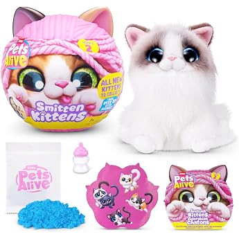 Pets Alive Smitten Kittens Series 2 Ragdoll by ZURU - Interactive Plush Kitten with 10 Sounds Surprise to Unpack Soft Plush Toy from 3 Years