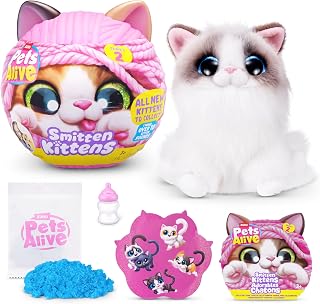 Pets Alive Smitten Kittens Series 2 (Ragdoll) by ZURU – Interactive Plush Cat Toy with 10 Sounds, Surprise Unboxing, Soft Collectible Pet for Ages 3+