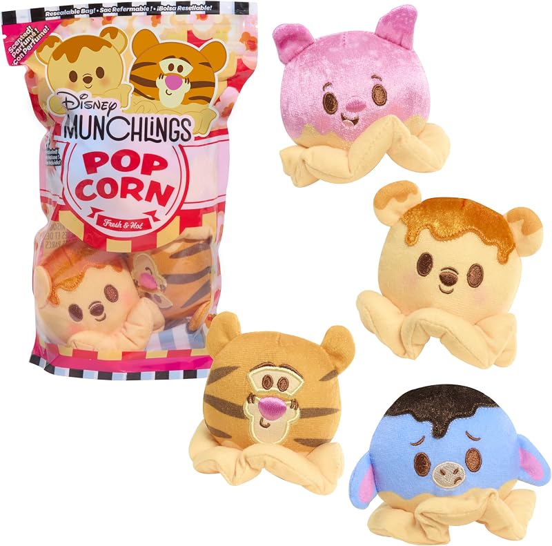 Disney Munchlings Snack Pack Plush Fresh & Hot Popcorn Collectible Plush | for Boys and Girls, Ages 2 and Up
