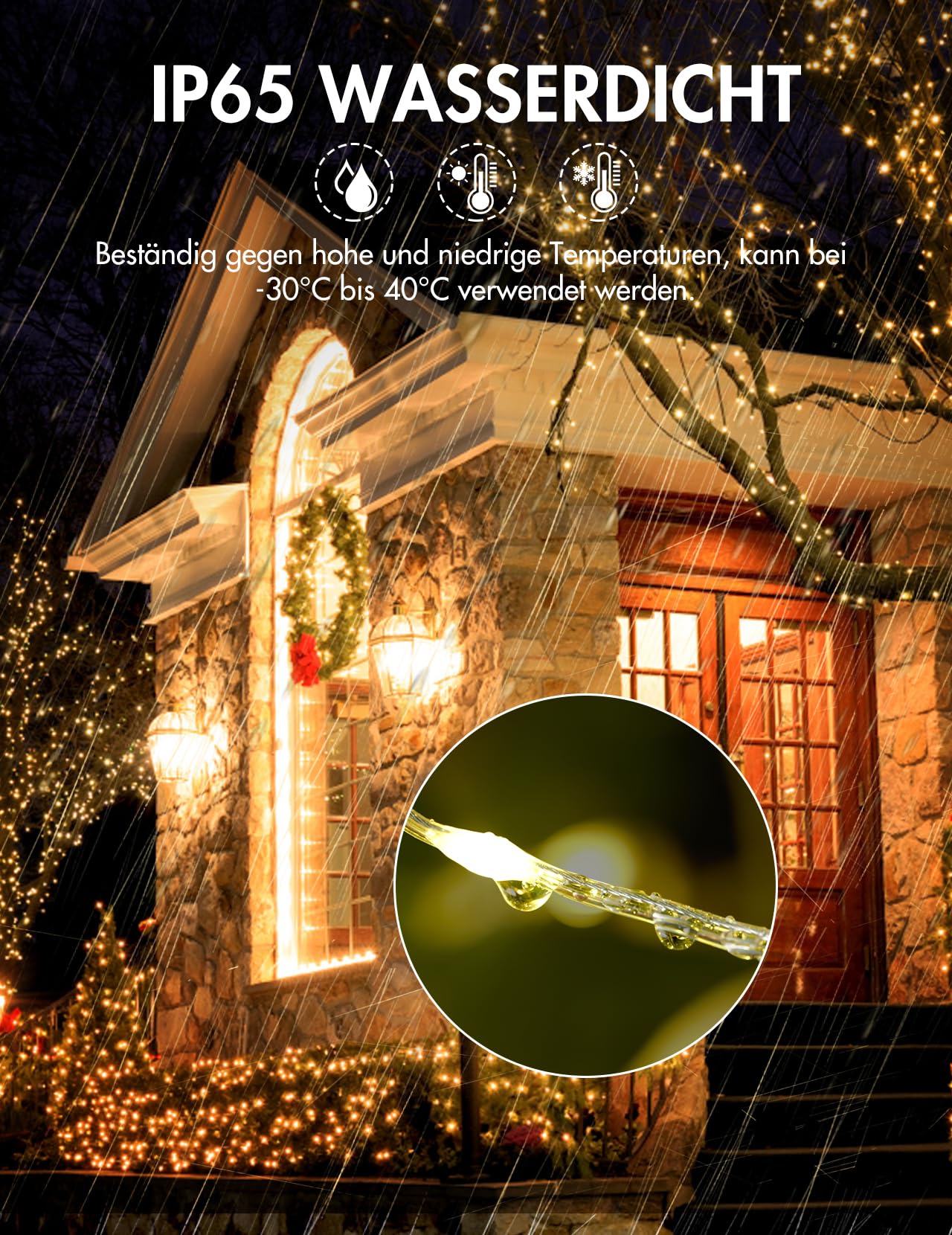Lichterkette Außen mit Stecker, 50M 500 LED Lichterkette Innen mit Fernbedienung, 8 modi Dimmbar Wasserdicht Fairy Lights mit Timer für Outdoor Garten Balkon Hochzeit Party, Warmweiß