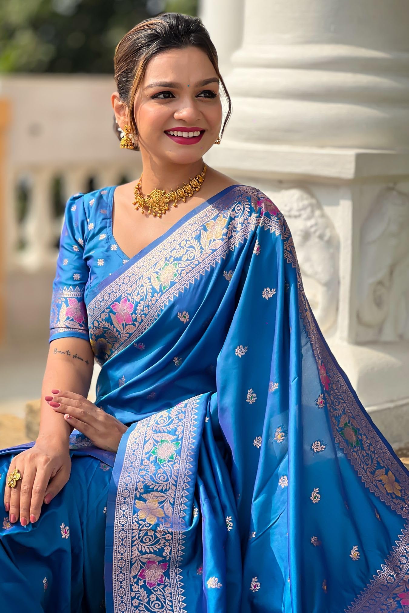 SGF11 Women's Kanjivaram Pure Soft Silk Saree With Unstitched Blouse Piece product image 4