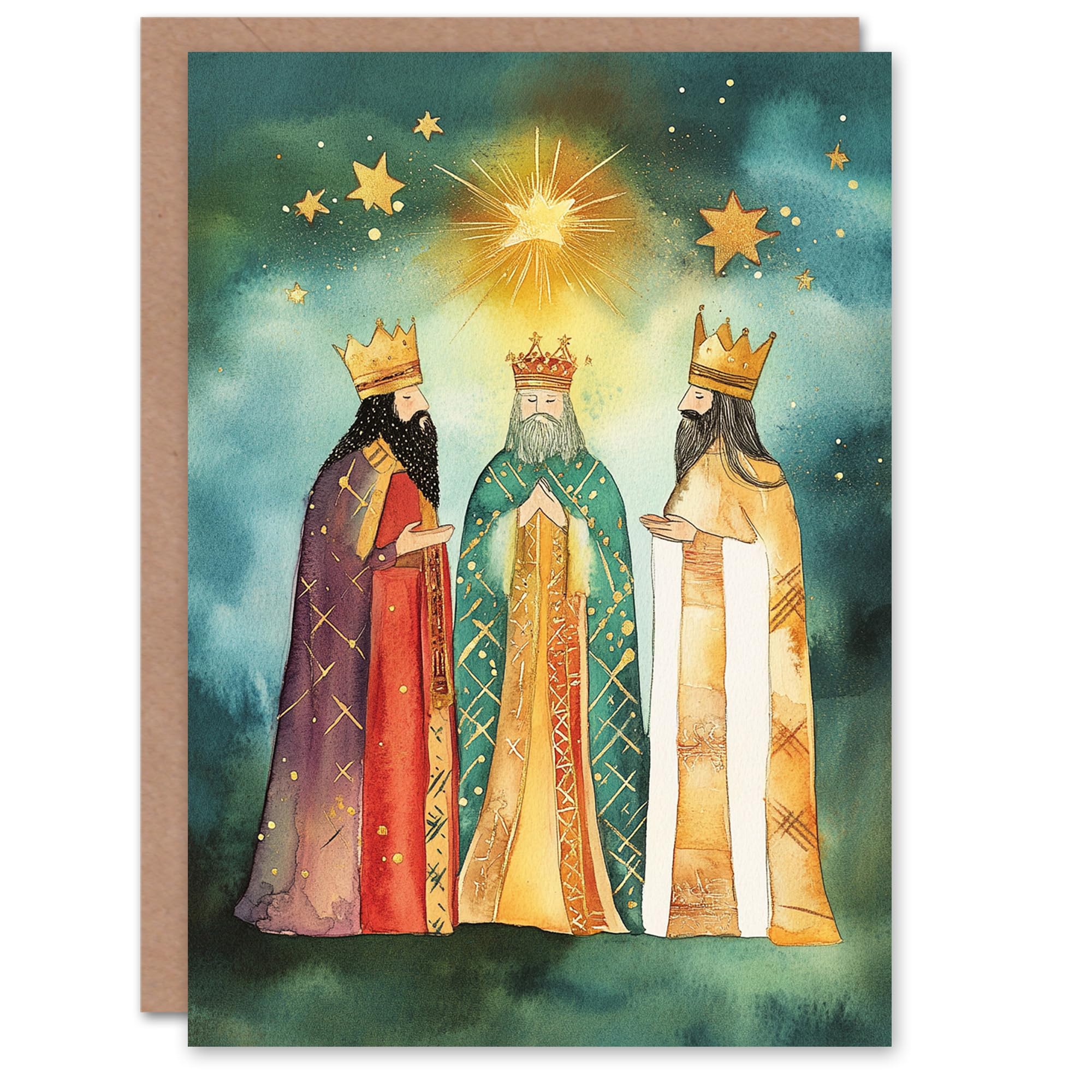 Artery8 Star Of Bethlehem Three Kings Wise Men Blank For Him Or Her Art Xmas Festive Christmas Card