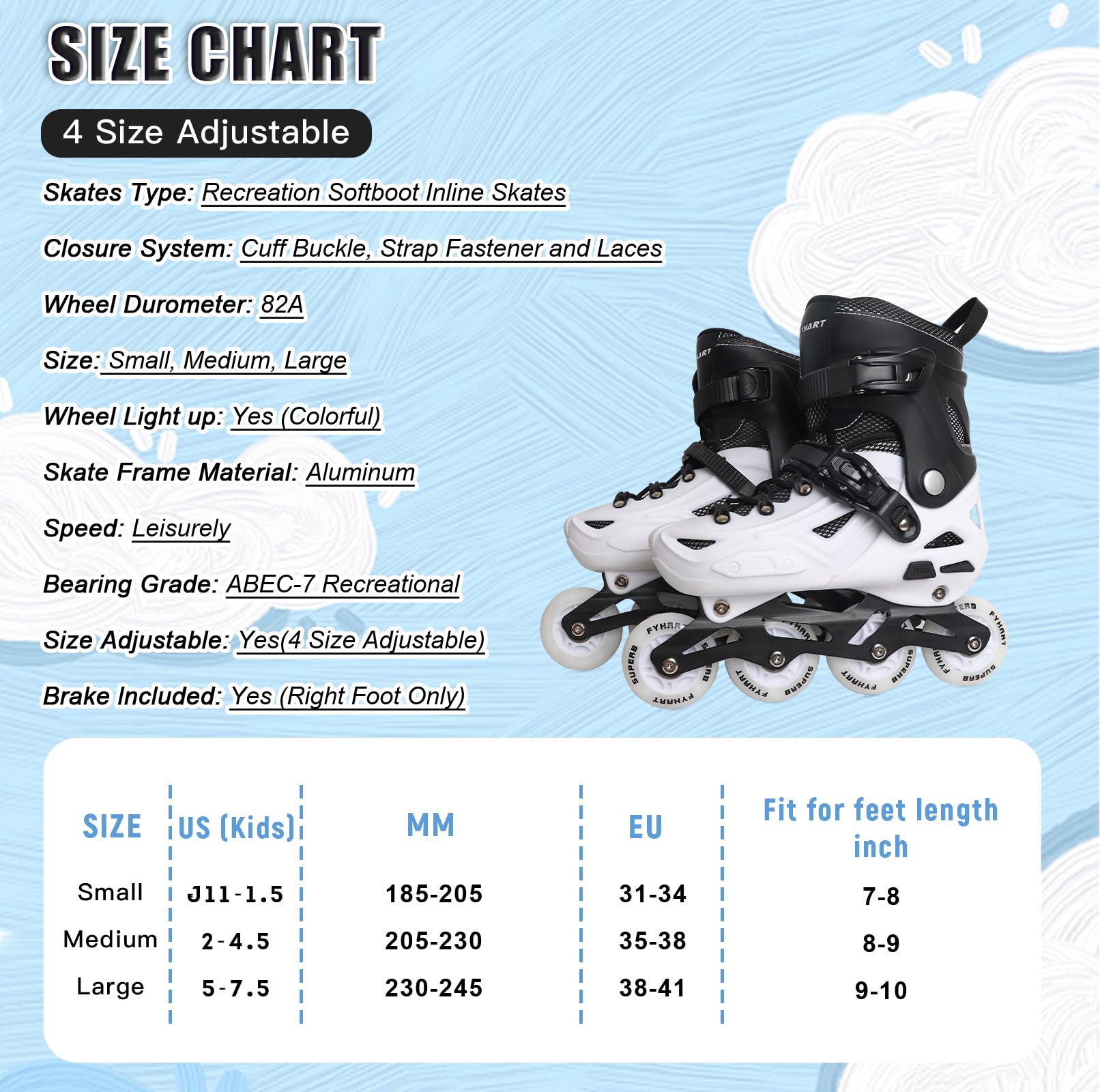 Patins à Roues alignées Ajustables pour Filles et garçons, Roller Enfant Garcon, Débutants, Patins à roulettes pour l'extérieur et l'intérieur