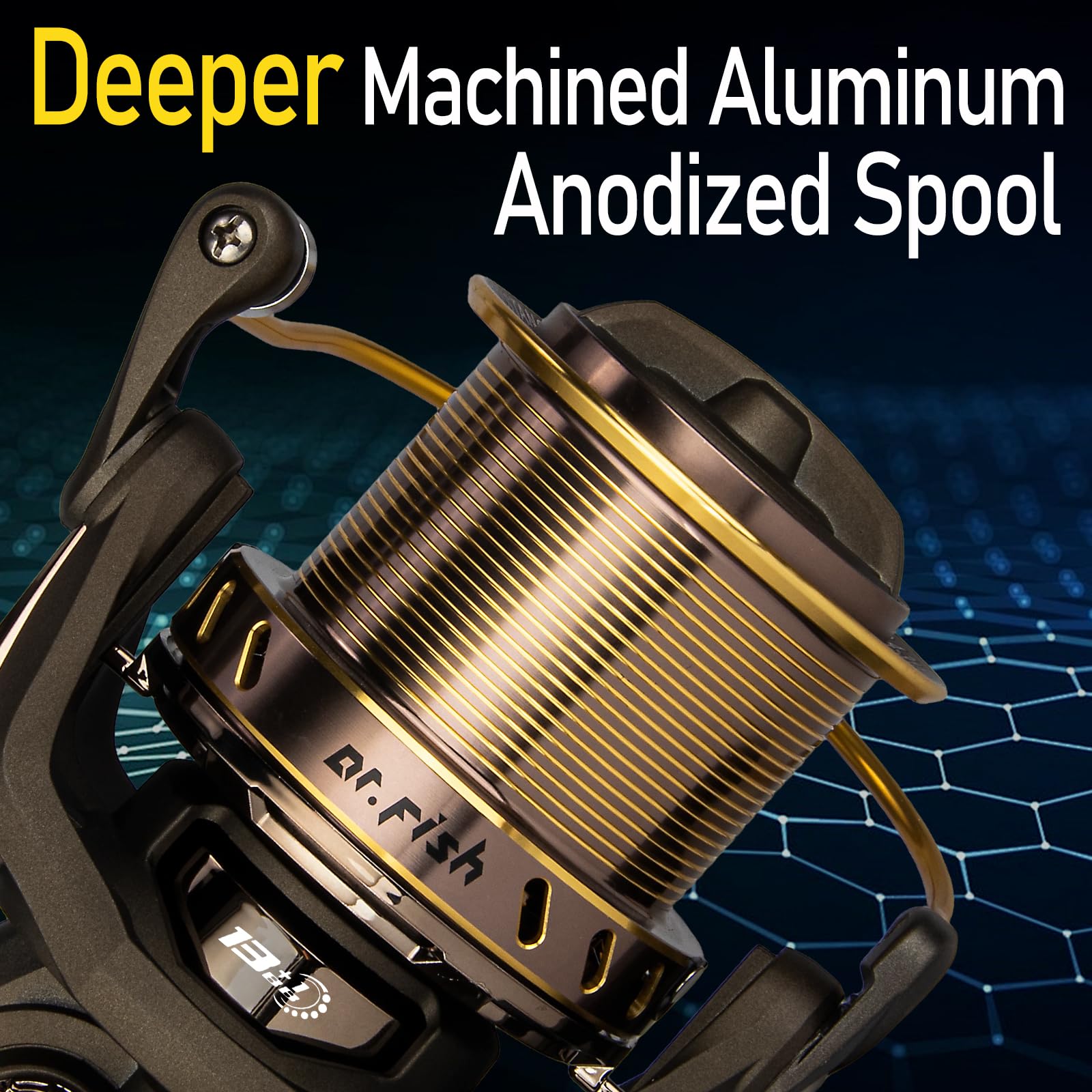 depth record fishing reel Dr.Fish Long Shot V2 10000 Spinning Reel, Saltwater Surf Fishing, 13+1 BBS, 48LB Max Drag, Ultra High Capacity, Heavy Duty Surf Casting Offshore Trolling Catfish : Sports & Outdoors Holiday Gift Guide Pioneer 7' Fishing Rod and rust resistance Size:#0.6-10LB(4.5KG)-0.12mm