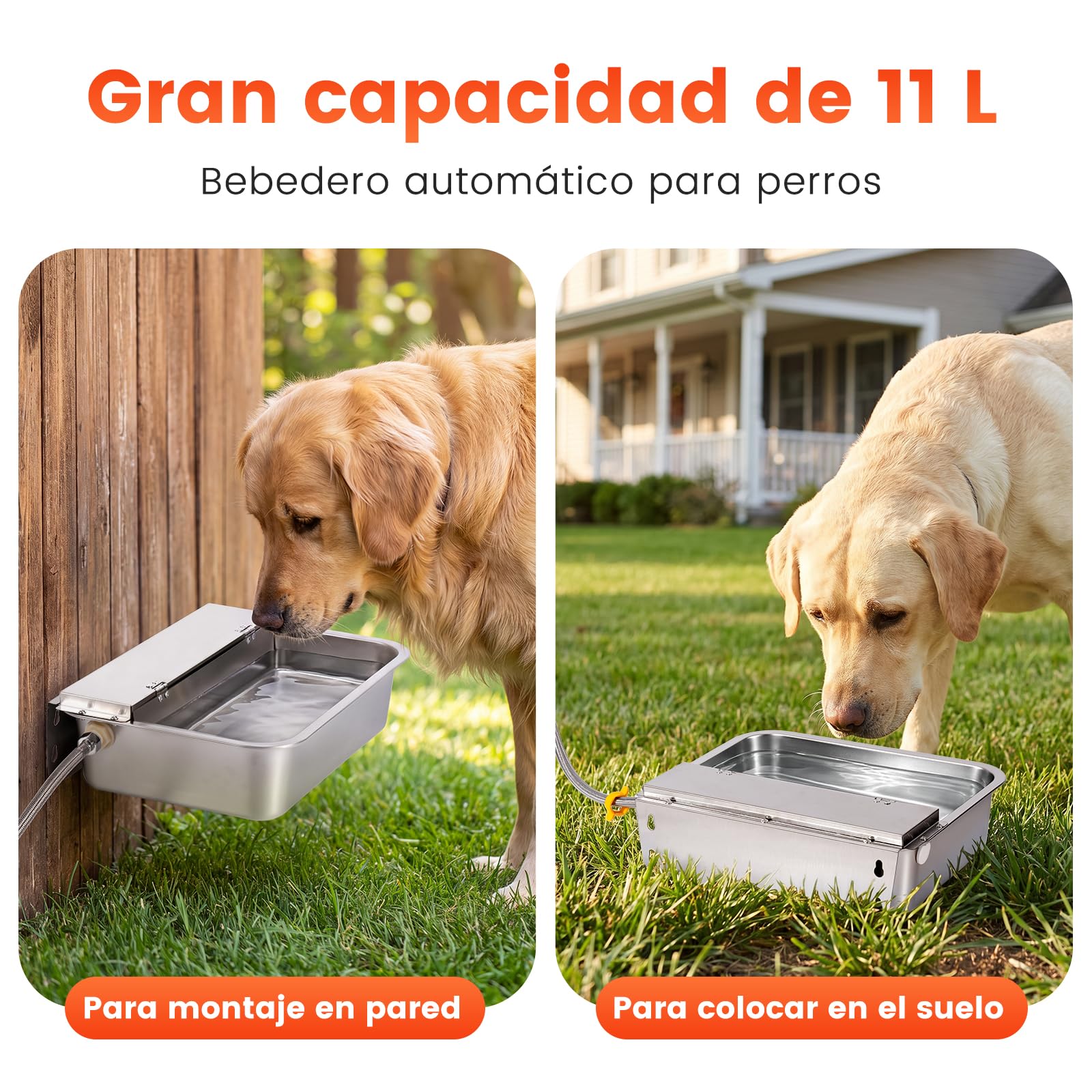Abreuvoir para Perro de 11 L, Abreuvoir de Acero Inoxidable con Flotador