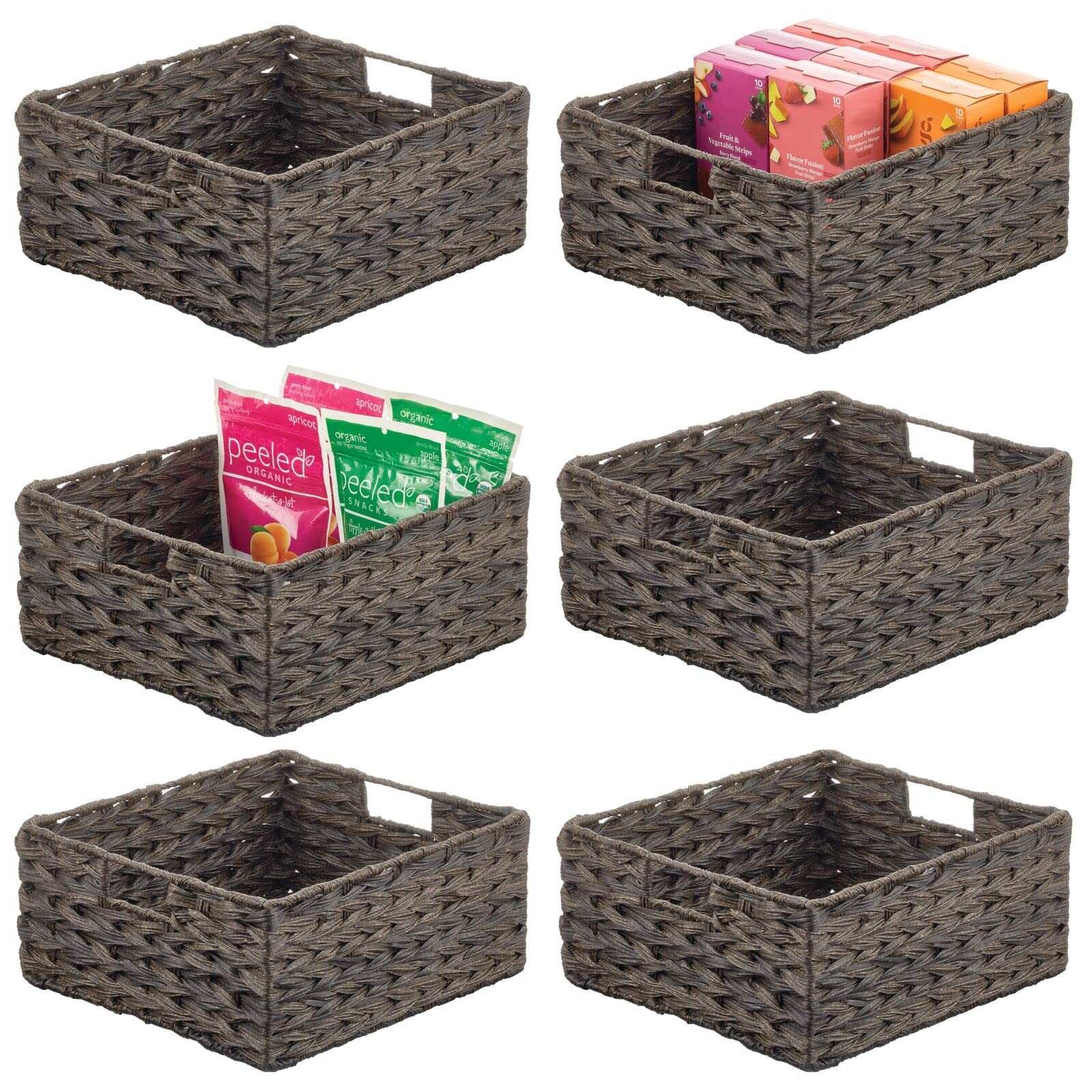 mDesign Woven Farmhouse Kitchen Pantry Food Storage Organizer Basket Box Container