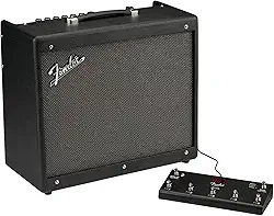 Fender Mustang GTX100 Amplificador de guitarra e pedal de 7 botões, 100 watts, com loop integrado de garantia de 2 anos, transmissão de áudio Bluetooth para tocar junto, 63 cm P x 53 cm L x 35 cm A, preto
