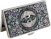 Vista 33 de Tarjetero negro de nácar para tarjetas de visita con bolsillo con bloqueo RFID, tarjeta de identificación de crédito, tarjetero de metal de acero