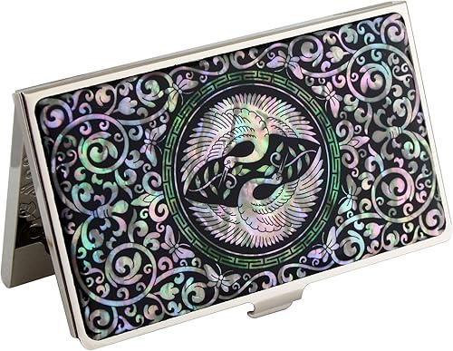 Miniatura 35 de Tarjetero negro de nácar para tarjetas de visita con bolsillo con bloqueo RFID, tarjeta de identificación de crédito, tarjetero de metal de acero