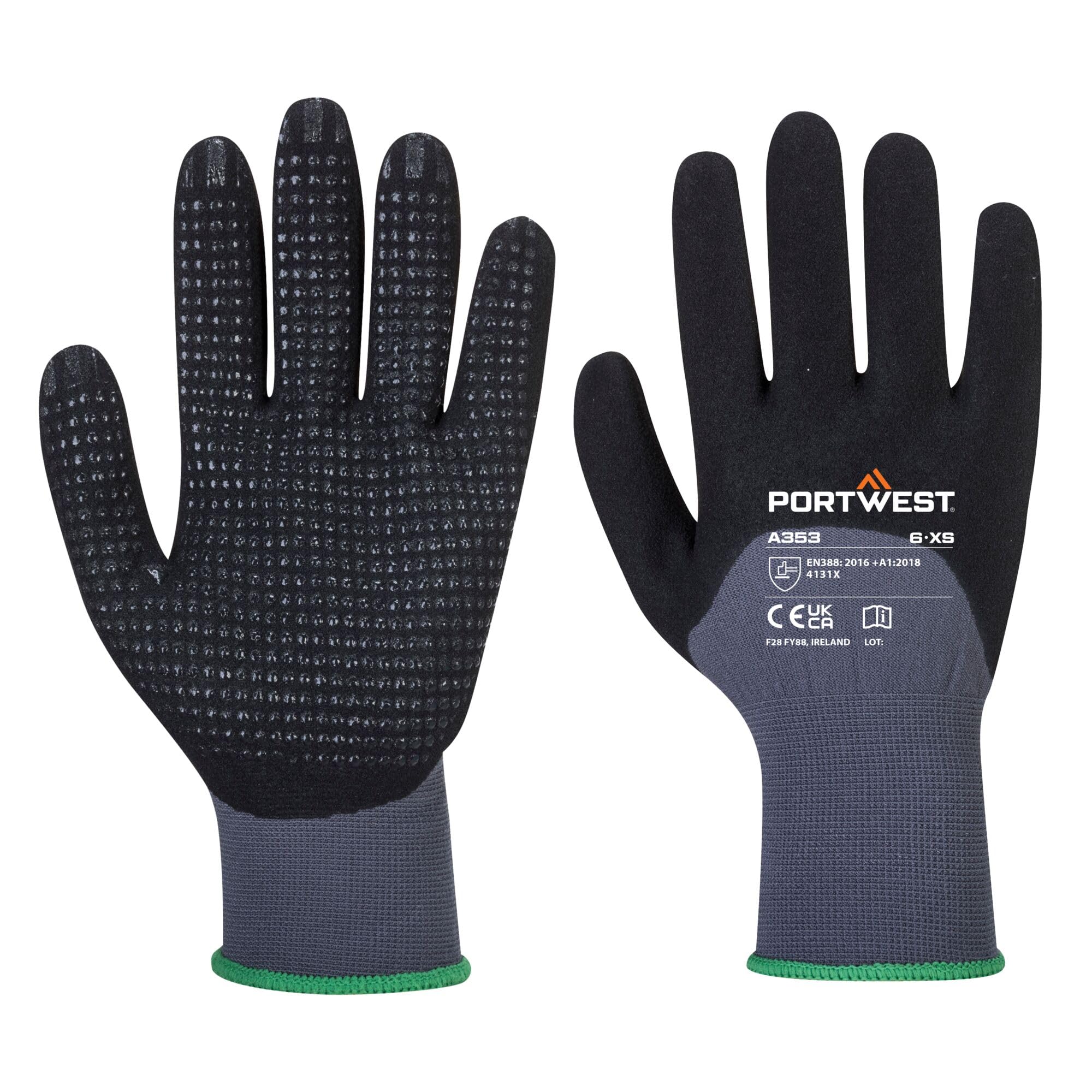 Portwest A353 Grip 15 Nitrile Sandy 3/4 Palm Dotted Glove Cut Resistant
