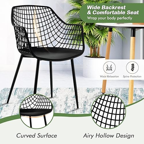 Miniatura 5 de Giantex Juego de 4 sillas de comedor modernas, sillones negros con respaldo de 15 pulgadas de alto, patas de metal con recubrimiento en polvo, Negro
