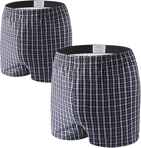Paquete de 2 calzoncillos de incontinencia para hombre, reutilizables, lavables, para incontinencia urinaria, talla XL, cuadros azules