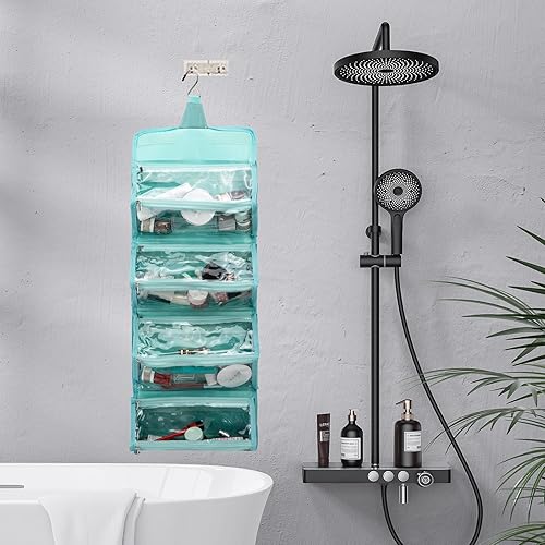 Miniatura 7 de ROYALFAIR Bolsa de maquillaje enrollable, bolsa de aseo impermeable para mujer, bolsas organizadoras de viaje colgantes con compartimento