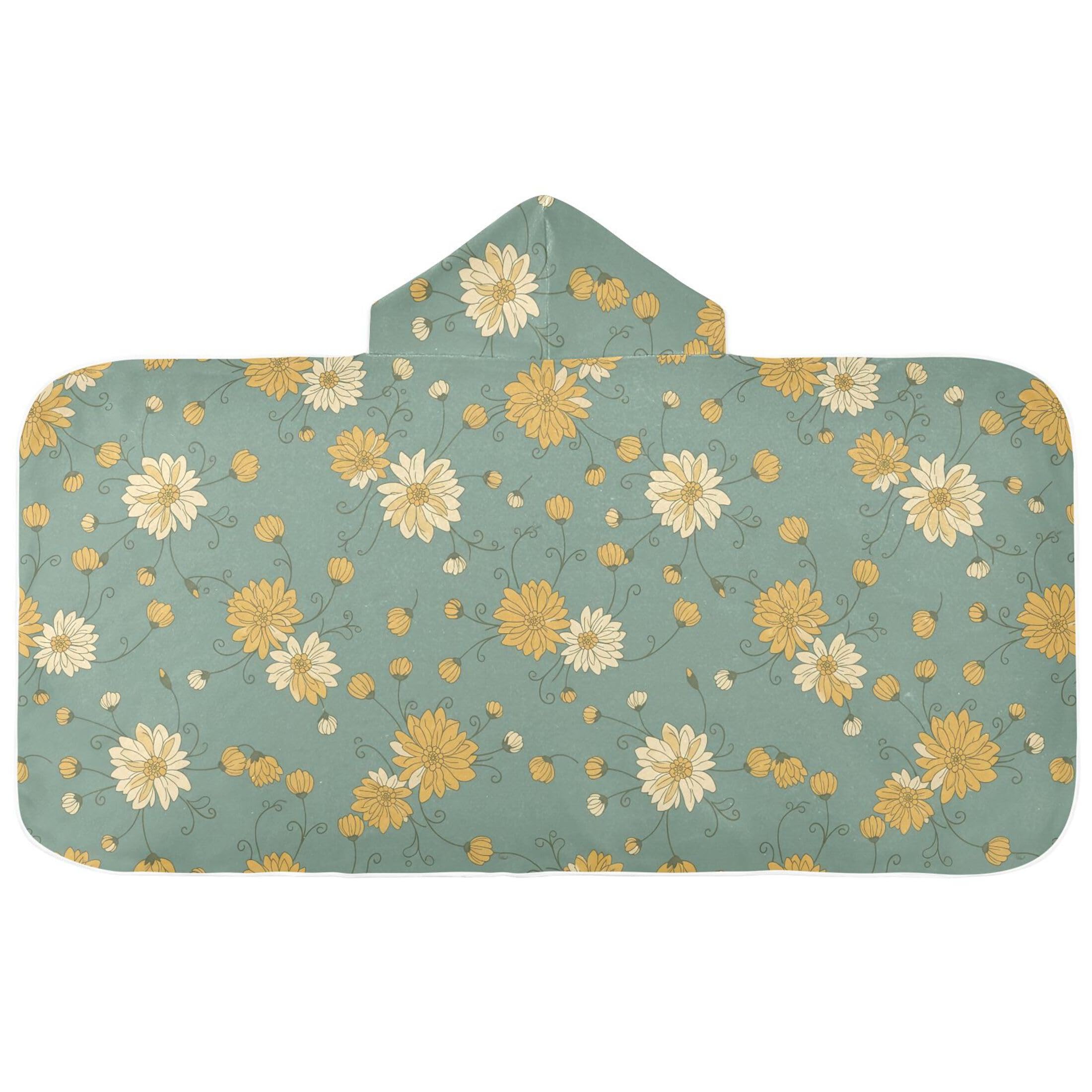 Fuauuyl Flowers Hooded Baby Bath Towel Soft & Breathable Towel for Newborns Infants Toddlers, Nursery Essential