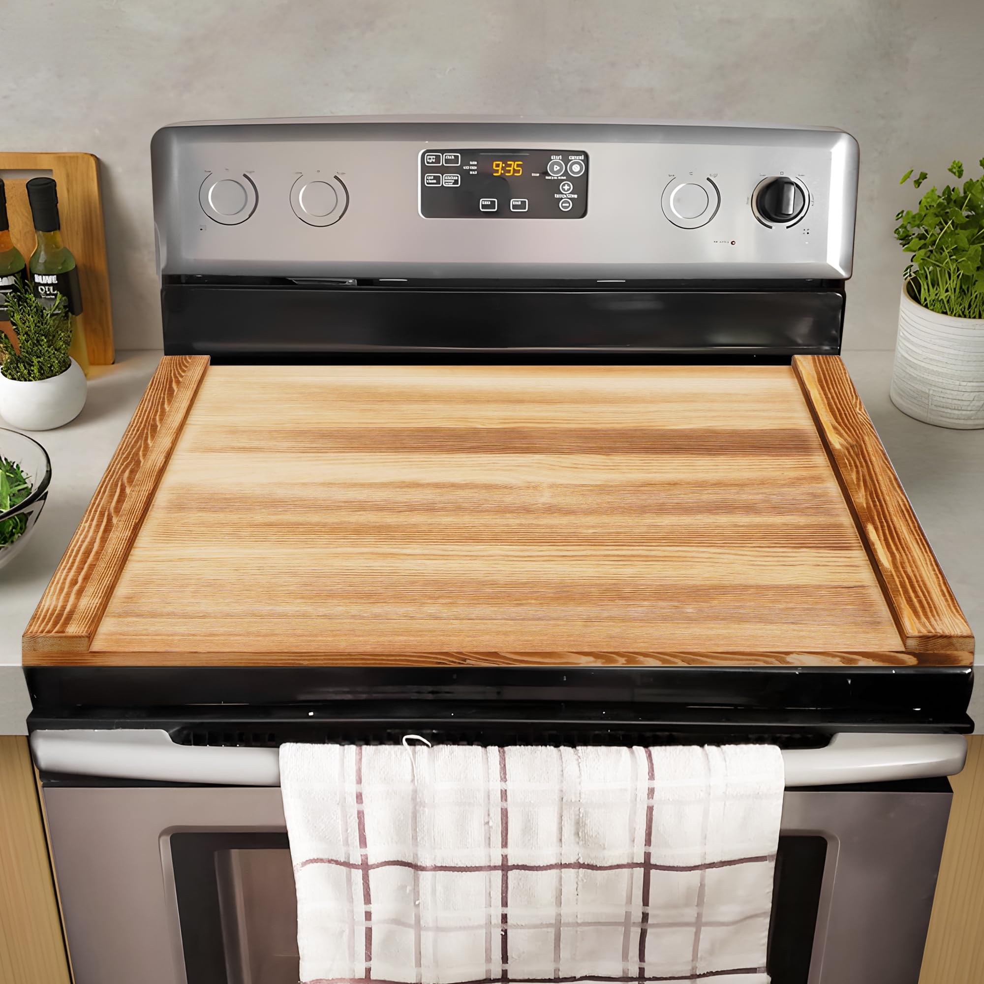 Stove Top Covers For Gas Burners And Electric Stove - Noodle Board For Gas Stovetop - Built-In Handles Wooden Stovetop Cover Board Stove Burner Covers - Sink Cover For Counter Space