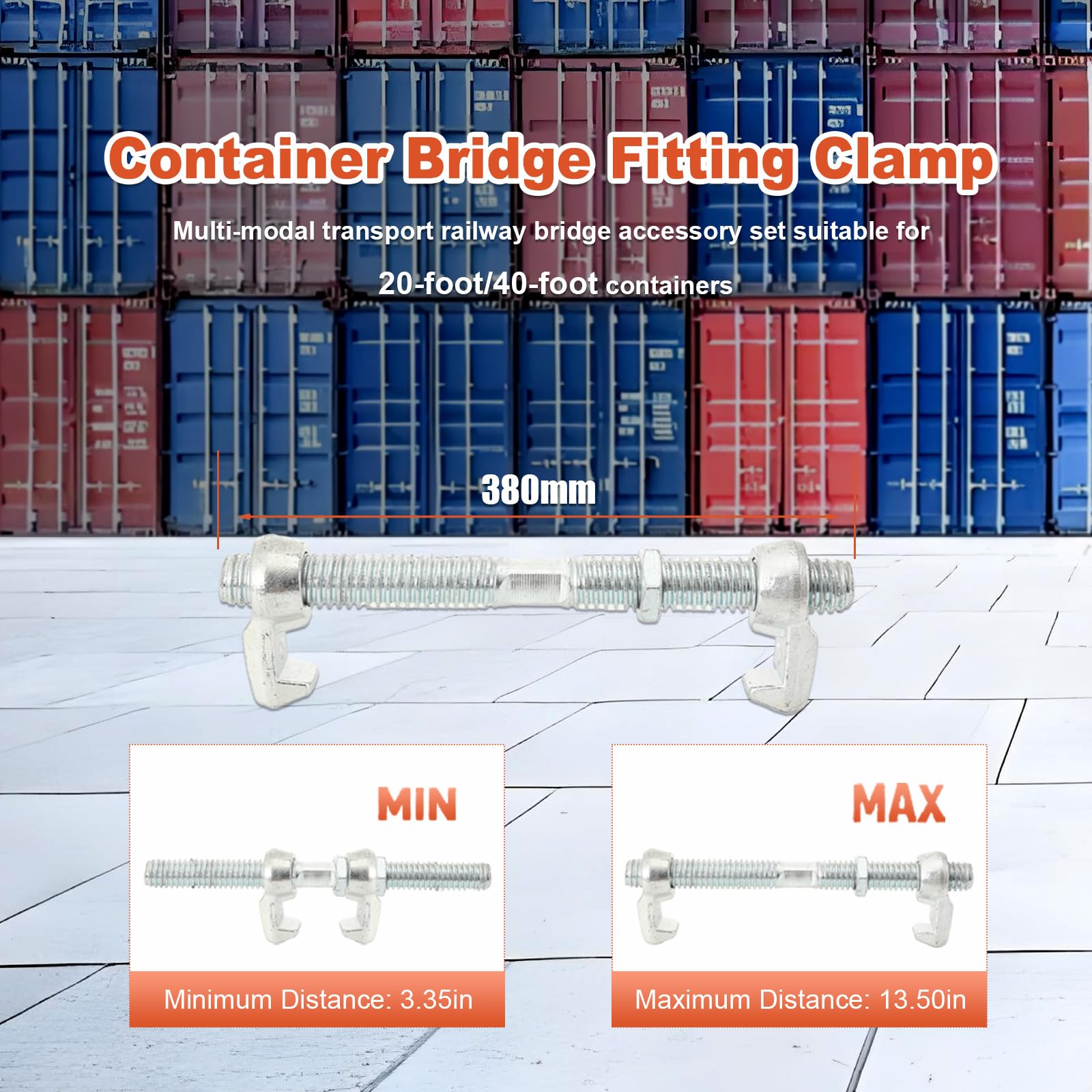 4 Stück Versandcontainer Brücke Befestigungsklemme, 380mm Verbindet Versandcontainer Miteinander, Bridge Fitting Connector für Stapelszenarien