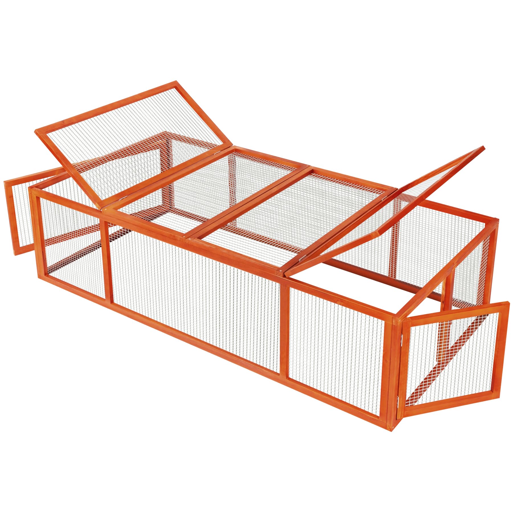 tectake® Conejera Exterior de Madera con Dos Puertas y Rejilla Metálica, Ideal como Jaula Conejo Exterior, Casita Conejo o Jaula Cobaya - 181 x 90 x 48 cm Marrón