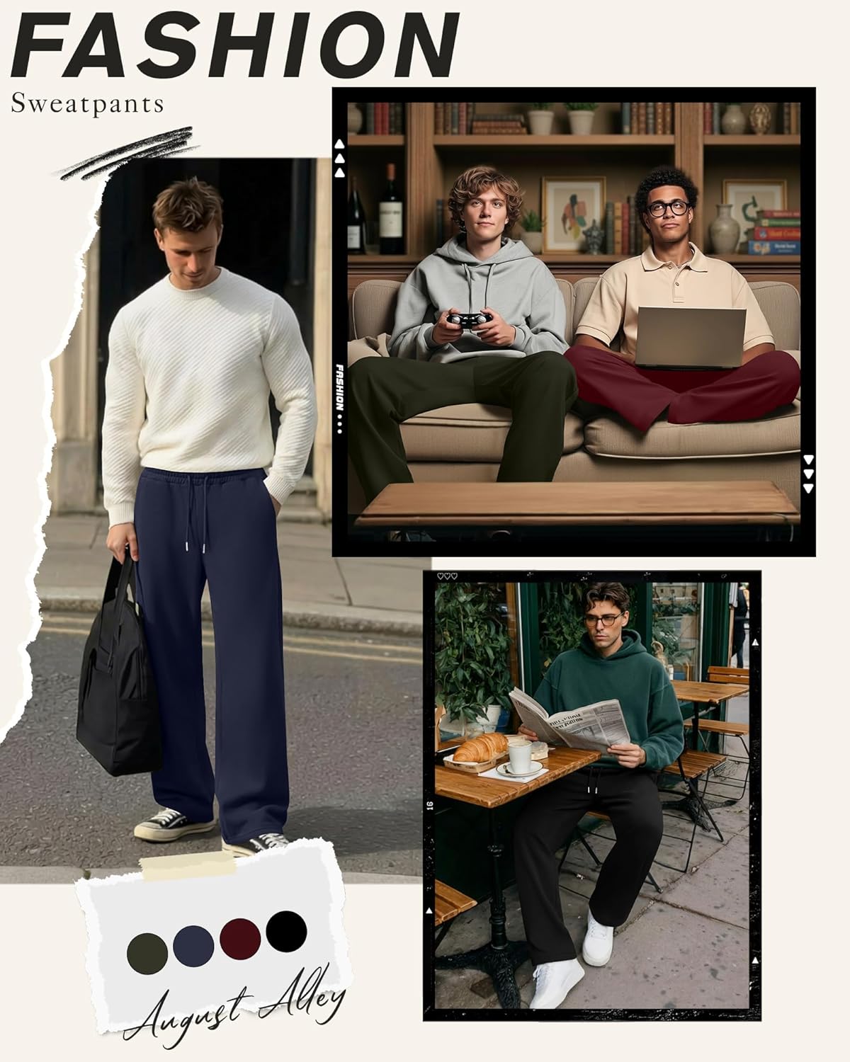 4 Pack Men's Big and Tall Sweatpant Thin Athletic Workout Jogger Open Bottom Baggy Drawstring Pants with Pockets - Image 4