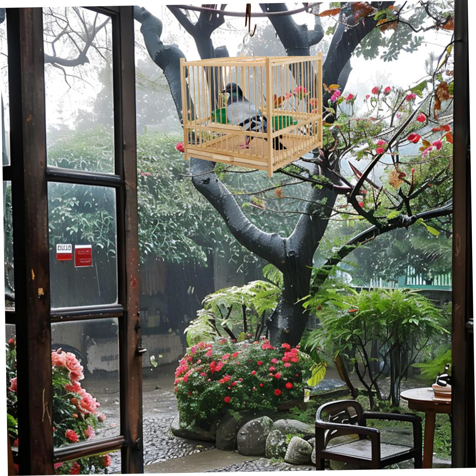 JECOMPRIS Elegant Handmade Bamboo Bird Cage for Small Birds Parakeet Cockatiel Lovebird Sturdy Easy to Clean - Image 2