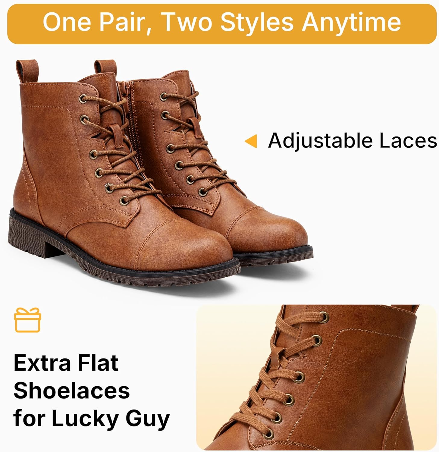 Vepose Women's 910 Ankle Boots Lace up, Flat Fashion Combat Booties Low Heel - Image 4