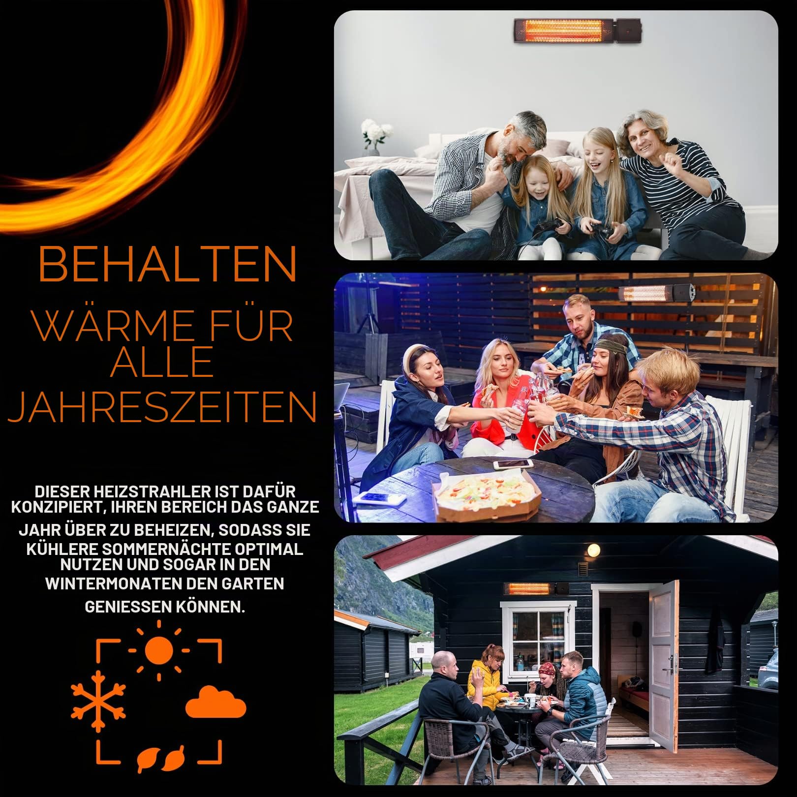 STARLYF Radiant Heater Infrarot Heizstrahler 2000W | Elektrischer Heizkörper für Innen & Außen IP65 mit Fernbedienung | Sofortige Wärme, 2 Leistungsstufen, Energiesparend & Wetterfest