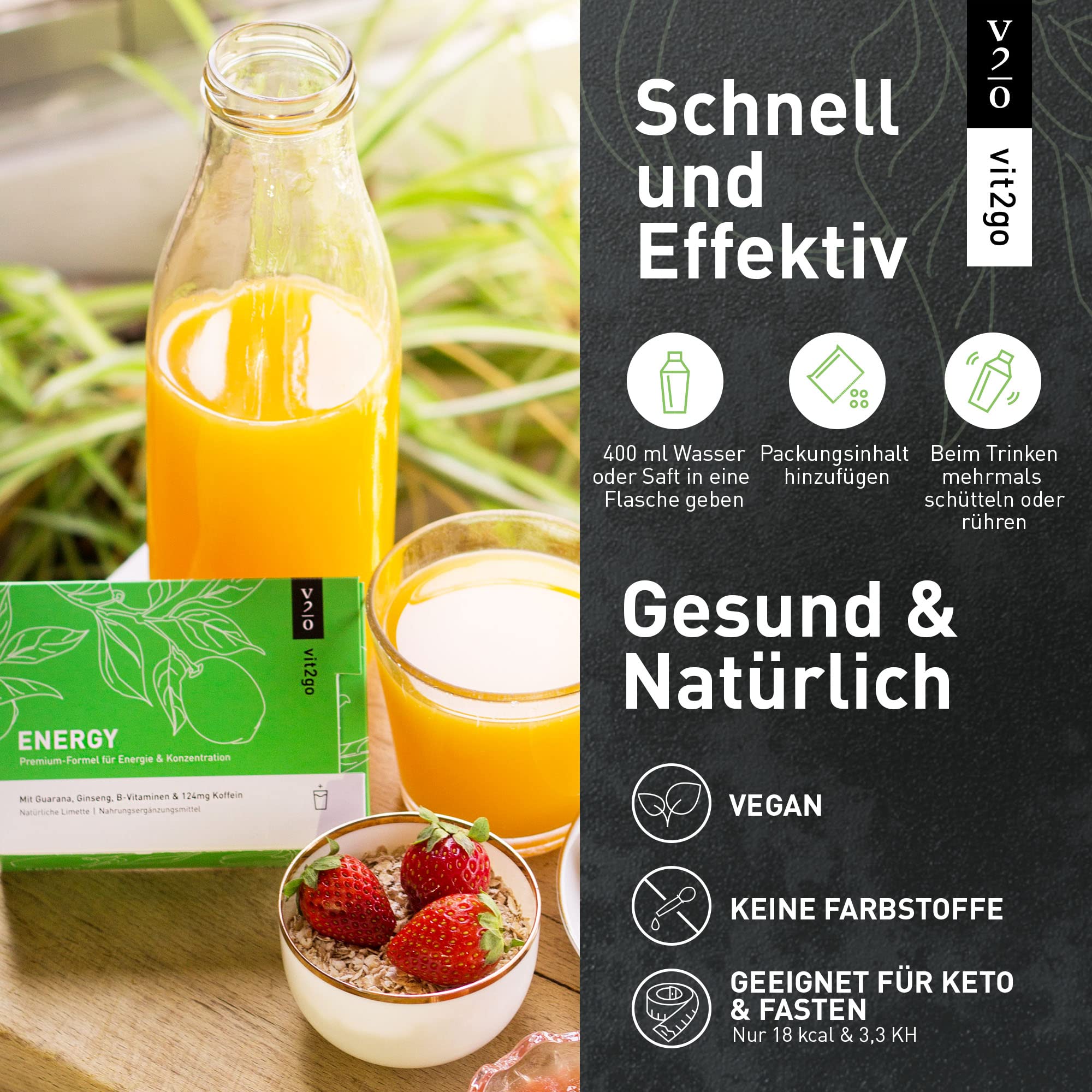 ENERGY (30 Beutel) - Energy Drink Pulver (124 mg), Guarana und Taurin, ist dein idealer Booster Energy Drink für einen sofortigen Energieschub.